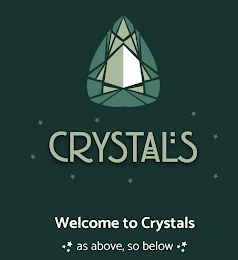 CRYSTALS WELCOME TO CRYSTALS AS ABOVE, SO BELOW