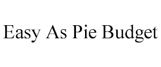 EASY AS PIE BUDGET