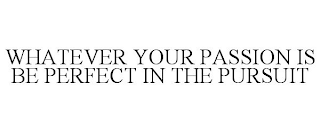 WHATEVER YOUR PASSION IS BE PERFECT IN THE PURSUIT