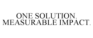 ONE SOLUTION. MEASURABLE IMPACT.