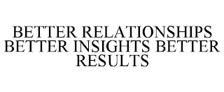 BETTER RELATIONSHIPS BETTER INSIGHTS BETTER RESULTS