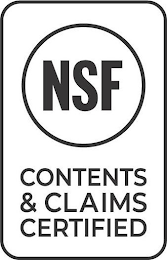 NSF CONTENTS & CLAIMS CERTIFIED