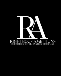 RA RIGHTEOUS AMBITIONS DEDICATION DETERMINATION DISCIPLINE