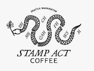 SEATTLE WASHINGTON STAMP ACT COFFEE BH MB CH QAH FH WS M