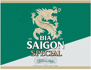 BIA SAIGON SPECIAL EST. 1875 YAKIMAHOPS PREMIUM QUALITY BEER FROM VIETNAM INTERNATIONAL BEER AWARDS GOLD MEDAL INTERNATIONAL QUALITY GOLD MEDAL PREMIUM QUALITY BEER FROM VIETNAM