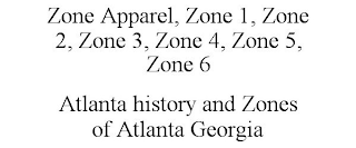 ZONE APPAREL, ZONE 1, ZONE 2, ZONE 3, ZONE 4, ZONE 5, ZONE 6 ATLANTA HISTORY AND ZONES OF ATLANTA GEORGIA