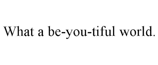 WHAT A BE-YOU-TIFUL WORLD.