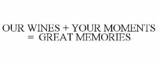 OUR WINES + YOUR MOMENTS = GREAT MEMORIES