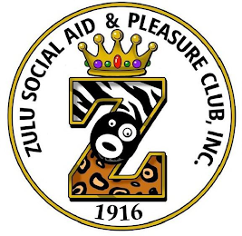 Z ZULU SOCIAL AID & PLEASURE CLUB, INC. 1916