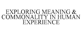 EXPLORING MEANING & COMMONALITY IN HUMAN EXPERIENCE