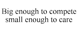 BIG ENOUGH TO COMPETE SMALL ENOUGH TO CARE