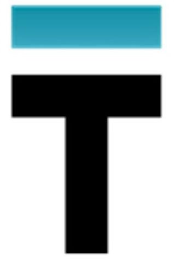 A BOLDED LETTER T WITH A HORIZONTAL BAR ABOVE THE T WITH A SPACE BETWEEN THE BAR AND THE T