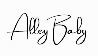 ALLEY BABY WRITTEN IN STYLIZED LETTERS.