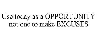 USE TODAY AS A OPPORTUNITY NOT ONE TO MAKE EXCUSES