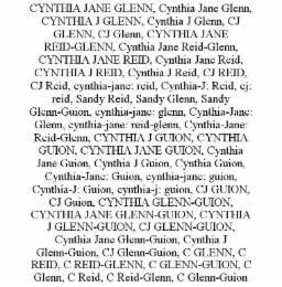 CYNTHIA JANE GLENN, CYNTHIA JANE GLENN, CYNTHIA J GLENN, CYNTHIA J GLENN, CJ GLENN, CJ GLENN, CYNTHIA JANE REID-GLENN, CYNTHIA JANE REID-GLENN, CYNTHIA JANE REID, CYNTHIA JANE REID, CYNTHIA J REID, CYNTHIA J REID, CJ REID, CJ REID, CYNTHIA-JANE: REID, CYNTHIA-J: REID, CJ: REID, SANDY REID, SANDY GLENN, SANDY GLENN-GUION, CYNTHIA-JANE: GLENN, CYNTHIA-JANE: GLENN, CYNTHIA-JANE: REID-GLENN, CYNTHIA-JANE: REID-GLENN, CYNTHIA J GUION, CYNTHIA GUION, CYNTHIA JANE GUION, CYNTHIA JANE GUION, CYNTHIA J GUION, CYNTHIA GUION, CYNTHIA-JANE: GUION, CYNTHIA-JANE: GUION, CYNTHIA-J: GUION, CYNTHIA-J: GUION, CJ GUION, CJ GUION, CYNTHIA GLENN-GUION, CYNTHIA JANE GLENN-GUION, CYNTHIA J GLENN-GUION, CJ GLENN-GUION, CYNTHIA JANE GLENN-GUION, CYNTHIA J GLENN-GUION, CJ GLENN-GUION, C GLENN, C REID, C REID-GLENN, C GLENN-GUION, C GLENN, C REID, C REID-GLENN, C GLENN-GUION