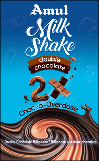 AMUL MILK SHAKE DOUBLE CHOCOLATE 2X CHOC-O-OVERDOSE DOUBLE CHOCOLATE MILKSHAKE / MILKSHAKE AUX DEUX CHOCOLATS