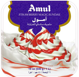 STRAWBERRY MAGIC SUNDAE AMUL 19 OZ (540 G / 1 L)