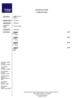 CONFIDENTIAL RESUME CANDIDATE'S NAME SCHOOL CITY ST DEGREE CPA STATUS AFFILIATIONS COMPUTER SKILLS AND LANGUAGES EDUCATION CPA STATUS AFFILIATIONS COMPUTER SKILLS LANGUAGES AND EXPERIENCE