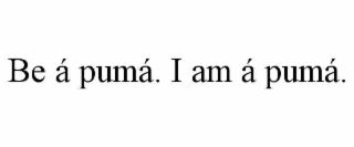 BE Á PUMÁ. I AM Á PUMÁ.