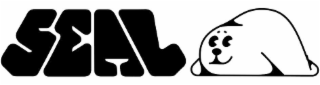 THE STYLIZED WORD SEAL FOLLOWED BY A CARTOON DRAWING OF A SEAL LYING DOWN