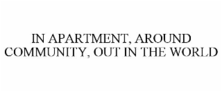 IN APARTMENT, AROUND COMMUNITY, OUT IN THE WORLD