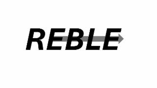 REBLE IN ITALIC AND AN ARROW THAT POINTS FROM LEFT LETTER E TO RIGHT LETTER E