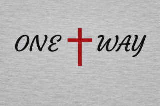 ONE, A RED CHRISTIAN CROSS, WAY