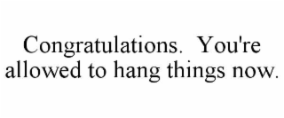 CONGRATULATIONS.  YOU'RE ALLOWED TO HANG THINGS NOW.