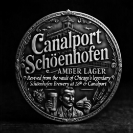 CANALPORT SCHÖENHOFEN AMBER LAGER REVIVED FROM THE VAULT OF CHICAGO'S LEGENDARY SCHÖENHOFEN BREWERY AT 18TH & CANALPORT
