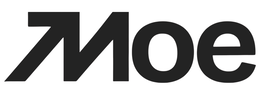 THE LETTERS M, O, AND E. THE M HAS AN ARROW ON THE LEFT SIDE OF THE LETTER THAT POINTS UP AND TO THE RIGHT