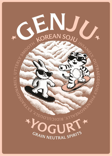 GENJU, KOREAN SOJU, YOGURT, GRAIN NEUTRAL SPIRITS, INSANELY, OUTRAGEOUSLY PHENOMENALLY, RIDICULOUSLY, EXTRAORDINARILY, UTTERLY SMOOTH