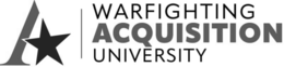 THE LETTER A WITH A STAR AND THE NAME, WARFIGHTING ACQUISITION UNIVERSITY