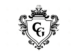 A FLORAL SHIELD WITH THE LETTERS C & G LOCATED IN THE MIDDLE OF THE FLORAL SHIELD. THE C & G ARE INTERTWINED. AT THE TOP OF THE FLORAL SHIELD IS A DIAMOND