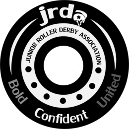 JRDA JUNIOR ROLLER DERBY ASSOCIATION BOLD CONFIDENT UNITED