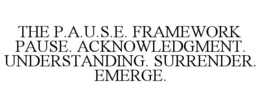 THE P.A.U.S.E. FRAMEWORK PAUSE. ACKNOWLEDGMENT. UNDERSTANDING. SURRENDER. EMERGE.
