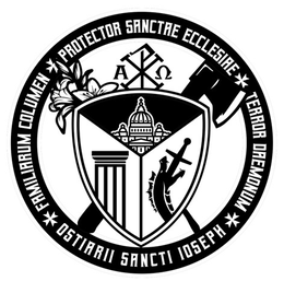 PROTECTOR SANCTAE ECCLESIAE TERROR DREMONUM OSTIARII SANCTI IOSEPH FAMILIARUM COLUMEN
