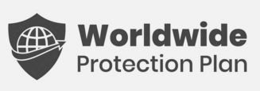 SHIELD WITH HALF GLOBE AND UP POINTING ARROW AND WORLDWIDE PROTECTION PLAN ON RIGHT